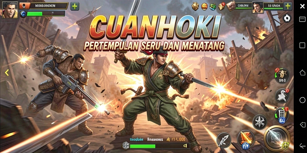Screenshot gameplay CUANHOKI dengan aksi bertarung yang mendebarkan.