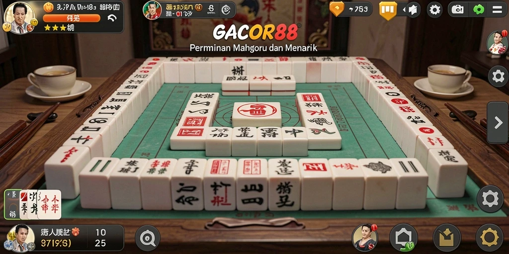 Tampilan gameplay seru GACOR88 dengan elemen Mahjong yang menarik.