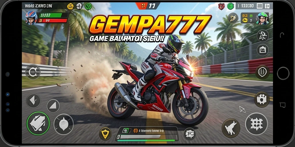 Screenshot menampilkan balapan seru dengan motor dan trek yang mengesankan.
