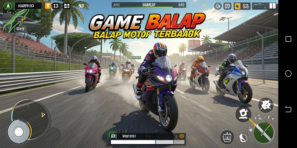 Tampilan menarik dari gameplay balap motor di HARAPJP.