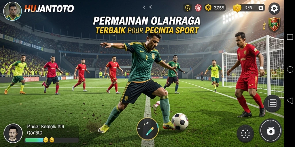 Tampilan gameplay seru di HUJANTOTO saat pertandingan olahraga.