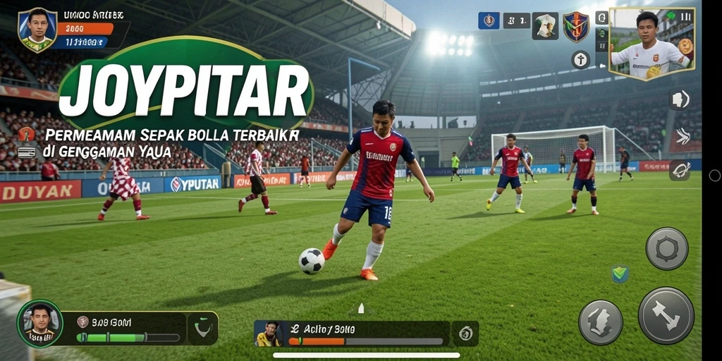 Tampilan gameplay seru di lapangan sepak bola JOYPUTAR.
