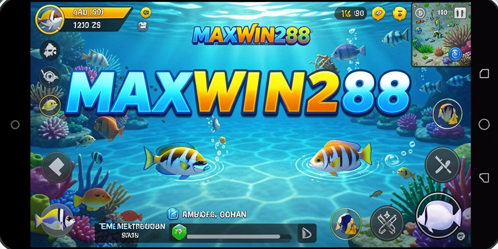 Screenshot gameplay MAXWIN288 menampilkan aksi seru menembak ikan.
