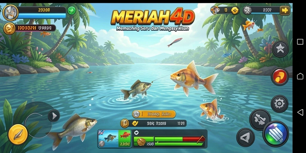 Screenshot gameplay menunjukkan aksi seru saat memancing di MERIAH4D.