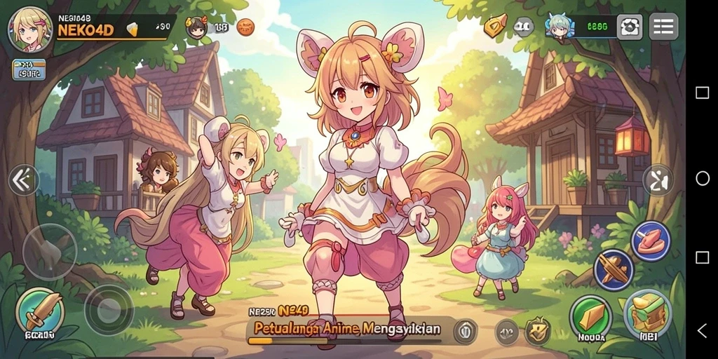 Tampilan gameplay <strong>NEKO4D</strong> yang penuh warna dan karakter yang memikat.