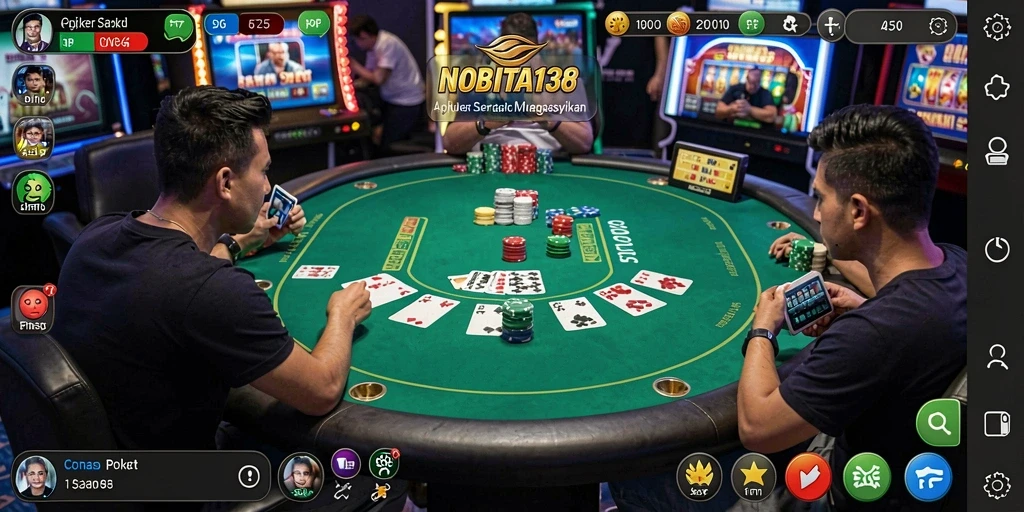 Tampilan gameplay Poker yang seru dan mendebarkan.