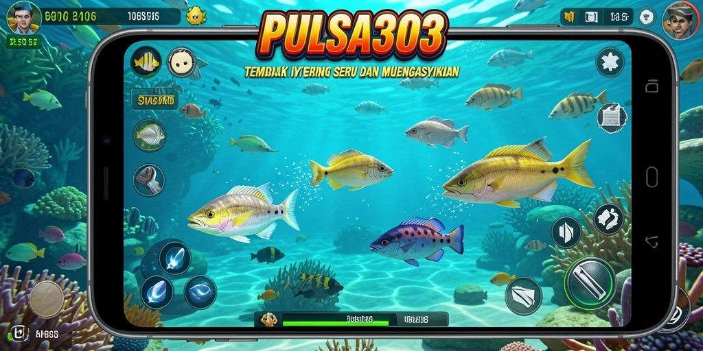 Tampilan gameplay seru dalam PULSA303 saat berburu ikan.