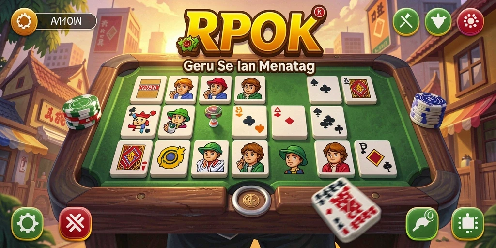 Screenshot RPOK menampilkan gameplay Domino yang seru dan interaktif.