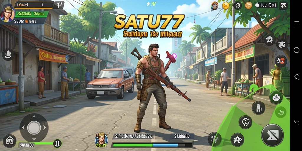 Screenshot SATU77 menampilkan interaksi antara karakter dalam gameplay Simulation.