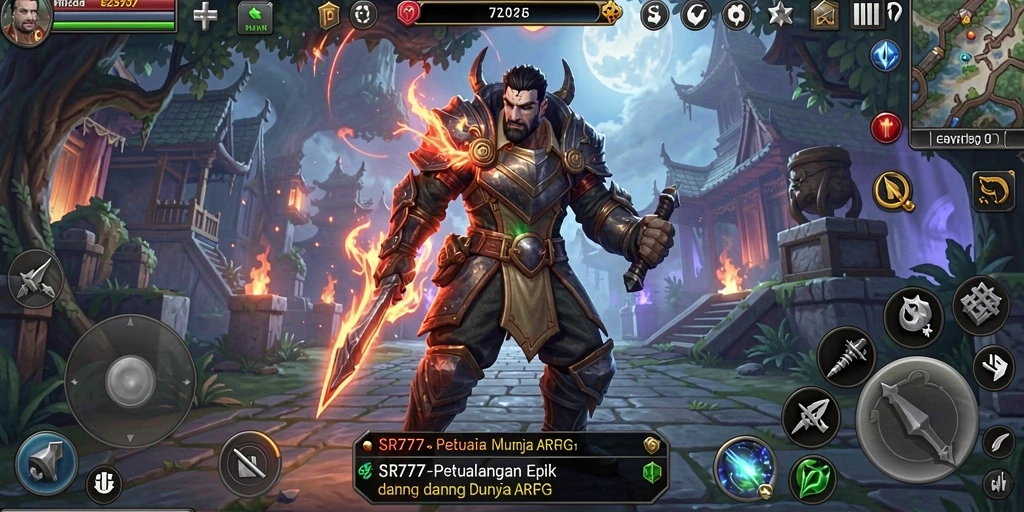 Screenshot gameplay ARPG SR777 menampilkan aksi pertarungan yang mendebarkan.