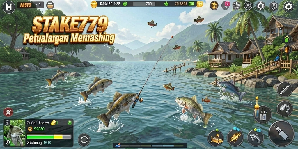 Screenshot gameplay STAKE779 menunjukkan momen menangkap ikan dengan grafik yang indah.