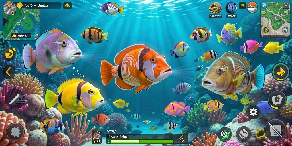 Tampilan gameplay VT789 dengan ikan berwarna-warni yang menarik.
