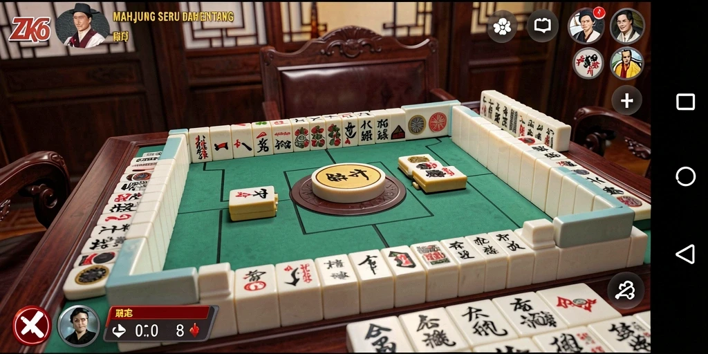 Tampilan gameplay ZK6 yang menarik dalam Mahjong.